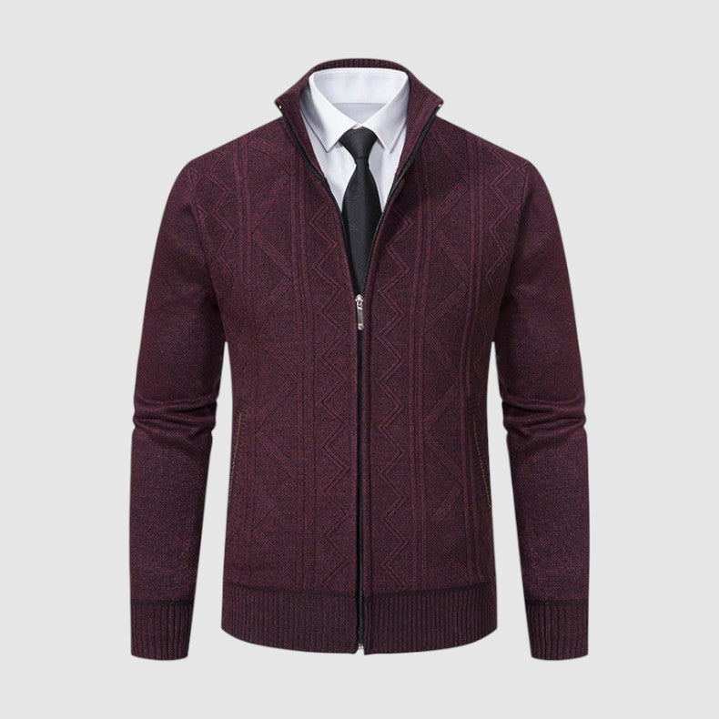 Markus Berlin Herren Strickjacke mit Muster, Vorderansicht