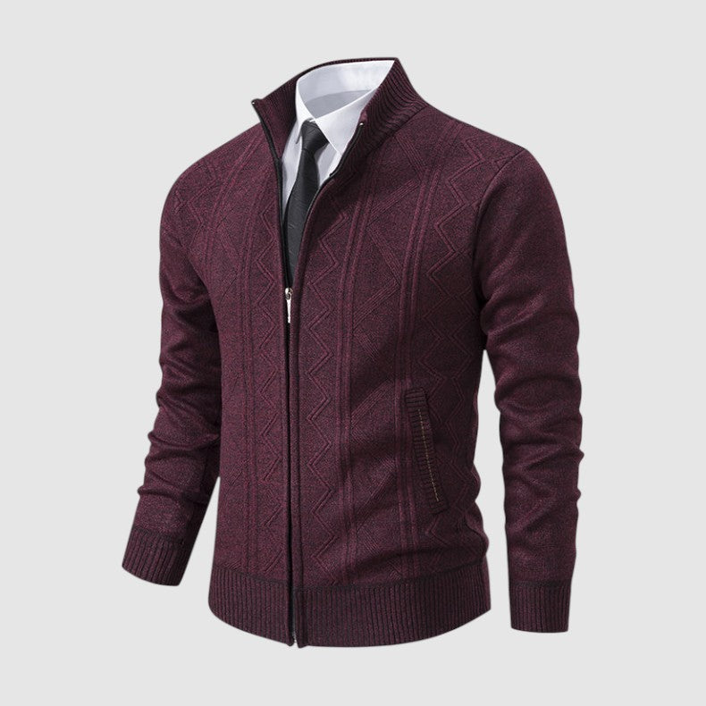 Markus Berlin Herren Strickjacke mit Muster, Vorderansicht