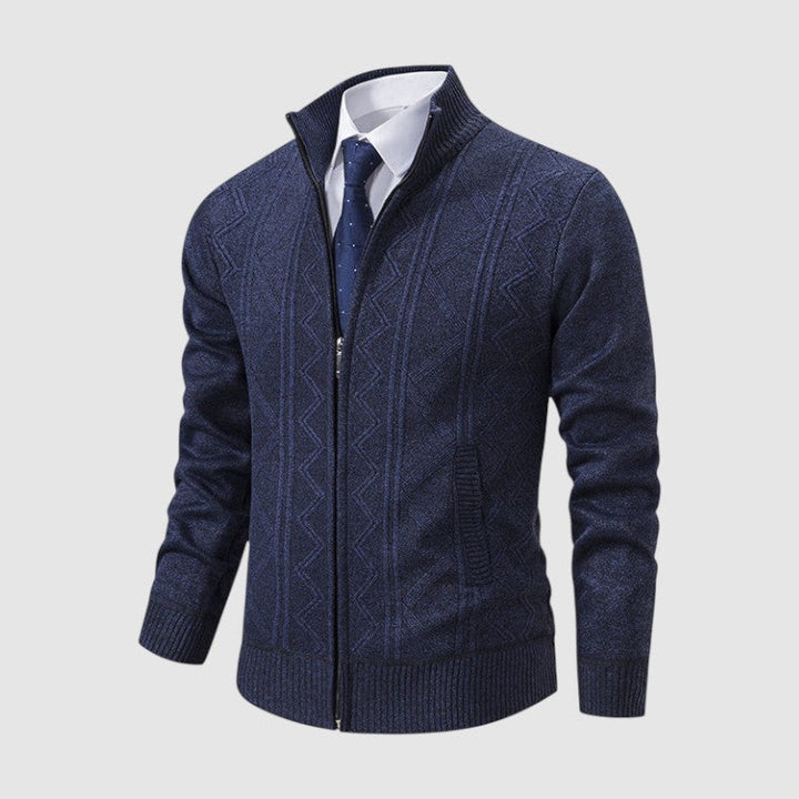 Markus Berlin Herren Strickjacke mit Muster, Vorderansicht