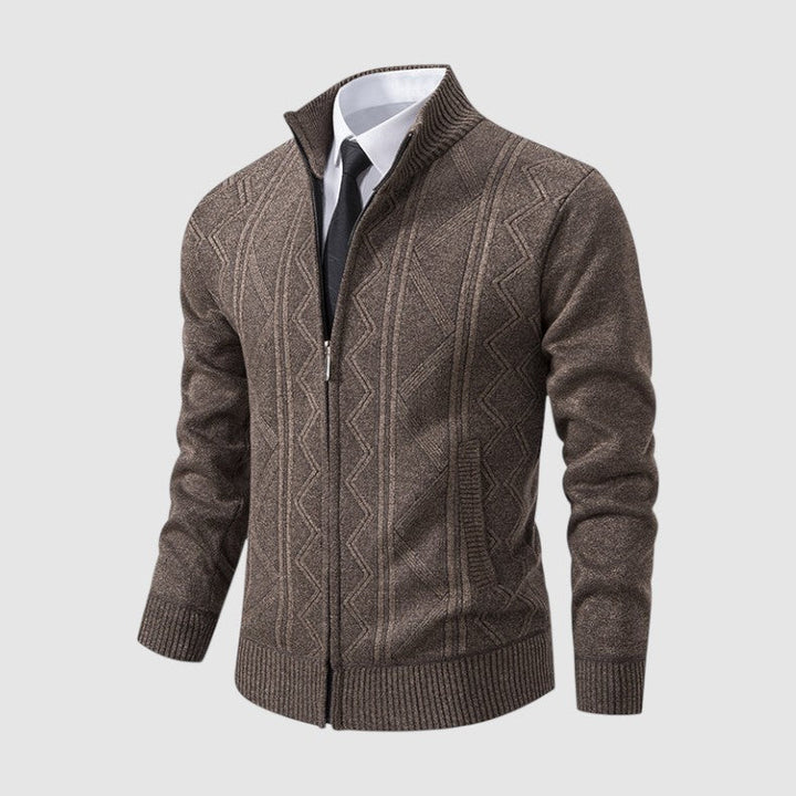 Markus Berlin Herren Strickjacke mit Muster, Vorderansicht
