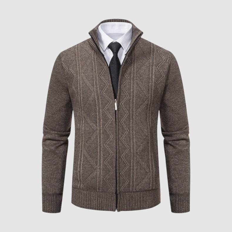 Markus Berlin Herren Strickjacke mit Muster, Vorderansicht