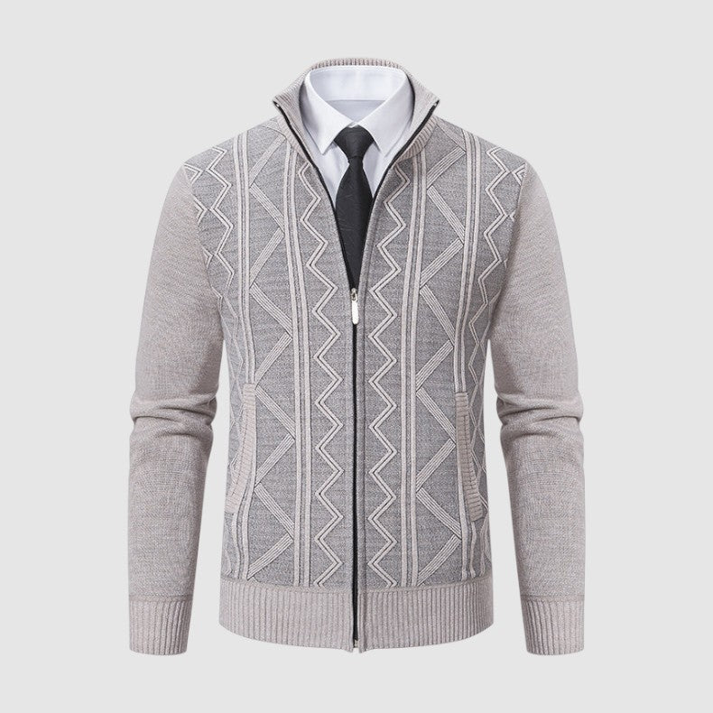 Markus Berlin Herren Strickjacke mit Muster, Vorderansicht