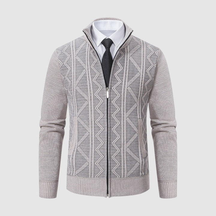 Markus Berlin Herren Strickjacke mit Muster, Vorderansicht