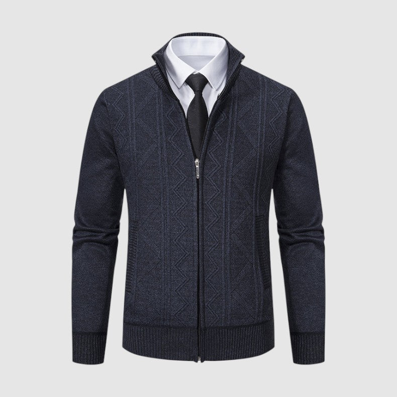 Markus Berlin Herren Strickjacke mit Muster, Vorderansicht