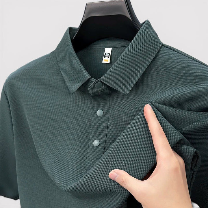 Markus Berlin Herren Poloshirt mit wabenartiger Struktur, Vorderansicht