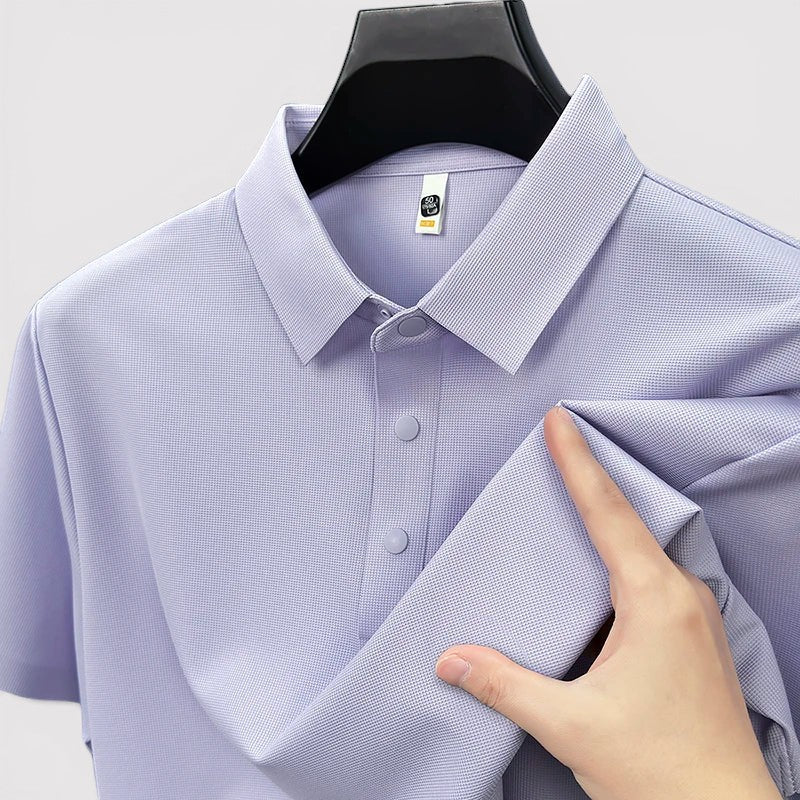 Markus Berlin Herren Poloshirt mit wabenartiger Struktur, Vorderansicht