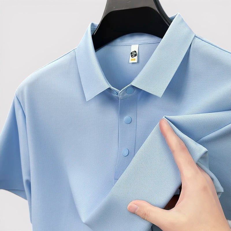Markus Berlin Herren Poloshirt mit wabenartiger Struktur, Vorderansicht