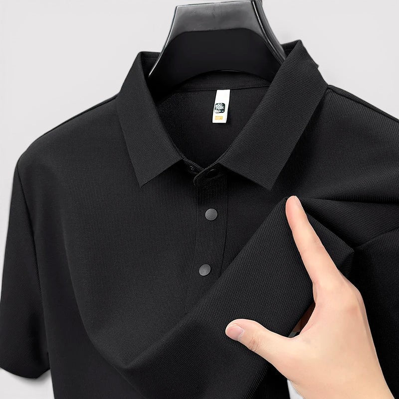 Markus Berlin Herren Poloshirt mit wabenartiger Struktur, Vorderansicht