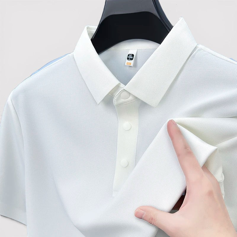 Markus Berlin Herren Poloshirt mit wabenartiger Struktur, Vorderansicht