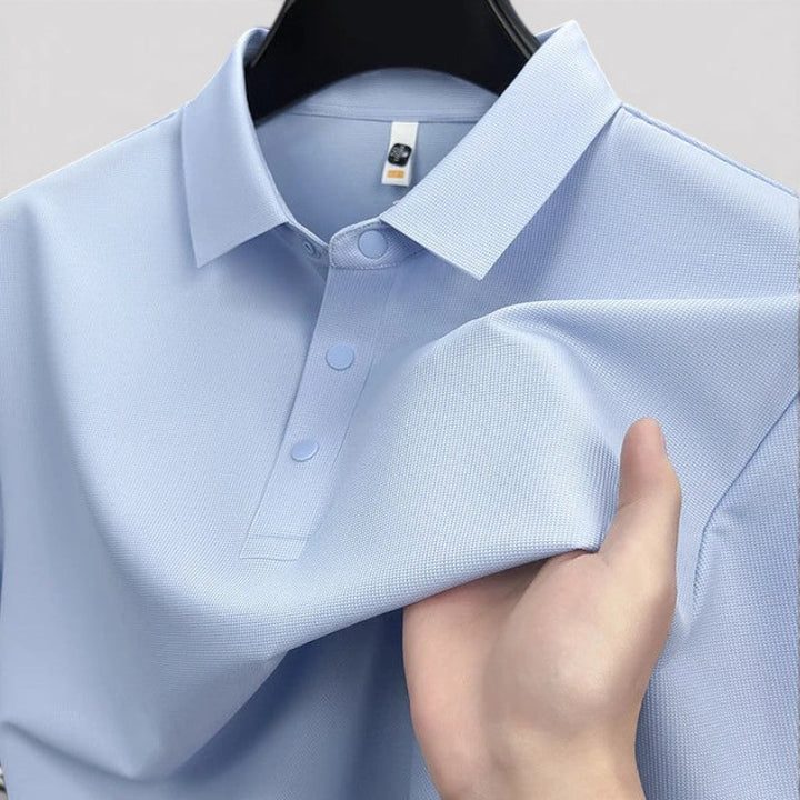 Markus Berlin Herren Poloshirt mit wabenartiger Struktur, Vorderansicht