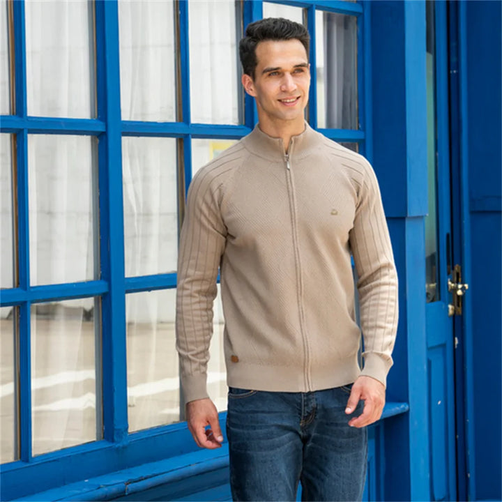 Markus Berlin Herren Strickjacke mit Reißverschluss, Vorderansicht