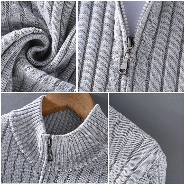 Markus Berlin Herren Strickjacke mit Rippstrick, Vorderansicht
