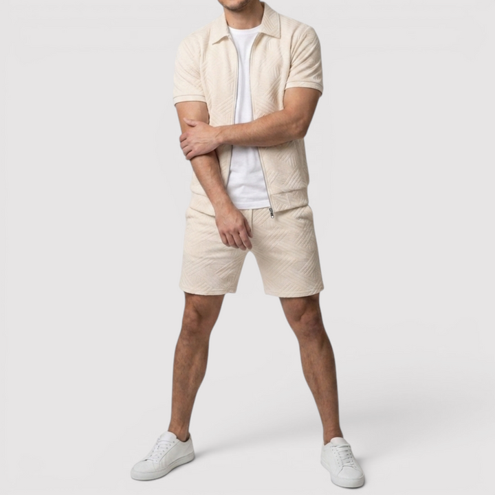 Markus Berlin Herren Zip-Shirt & Shorts Set, Vorderansicht