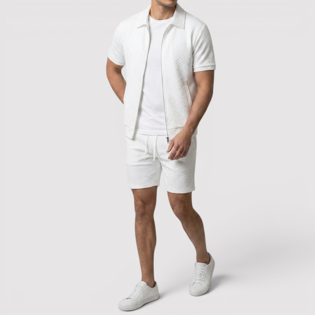 Markus Berlin Herren Zip-Shirt & Shorts Set, Vorderansicht