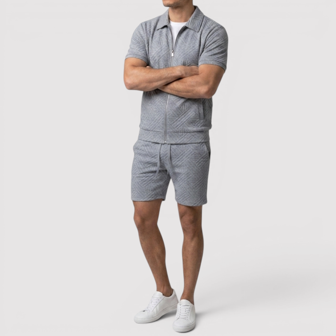 Markus Berlin Herren Zip-Shirt & Shorts Set, Vorderansicht
