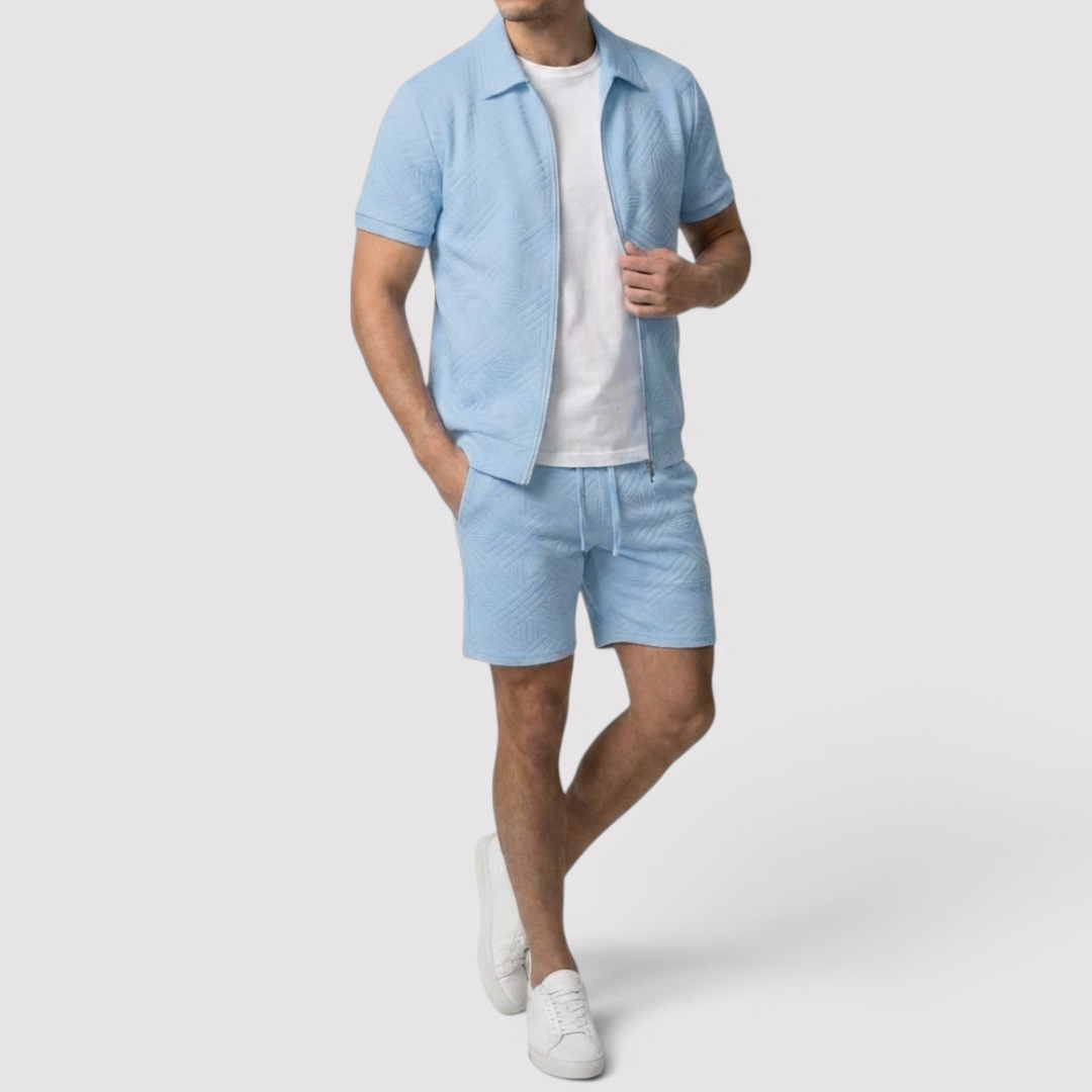 Markus Berlin Herren Zip-Shirt & Shorts Set, Vorderansicht