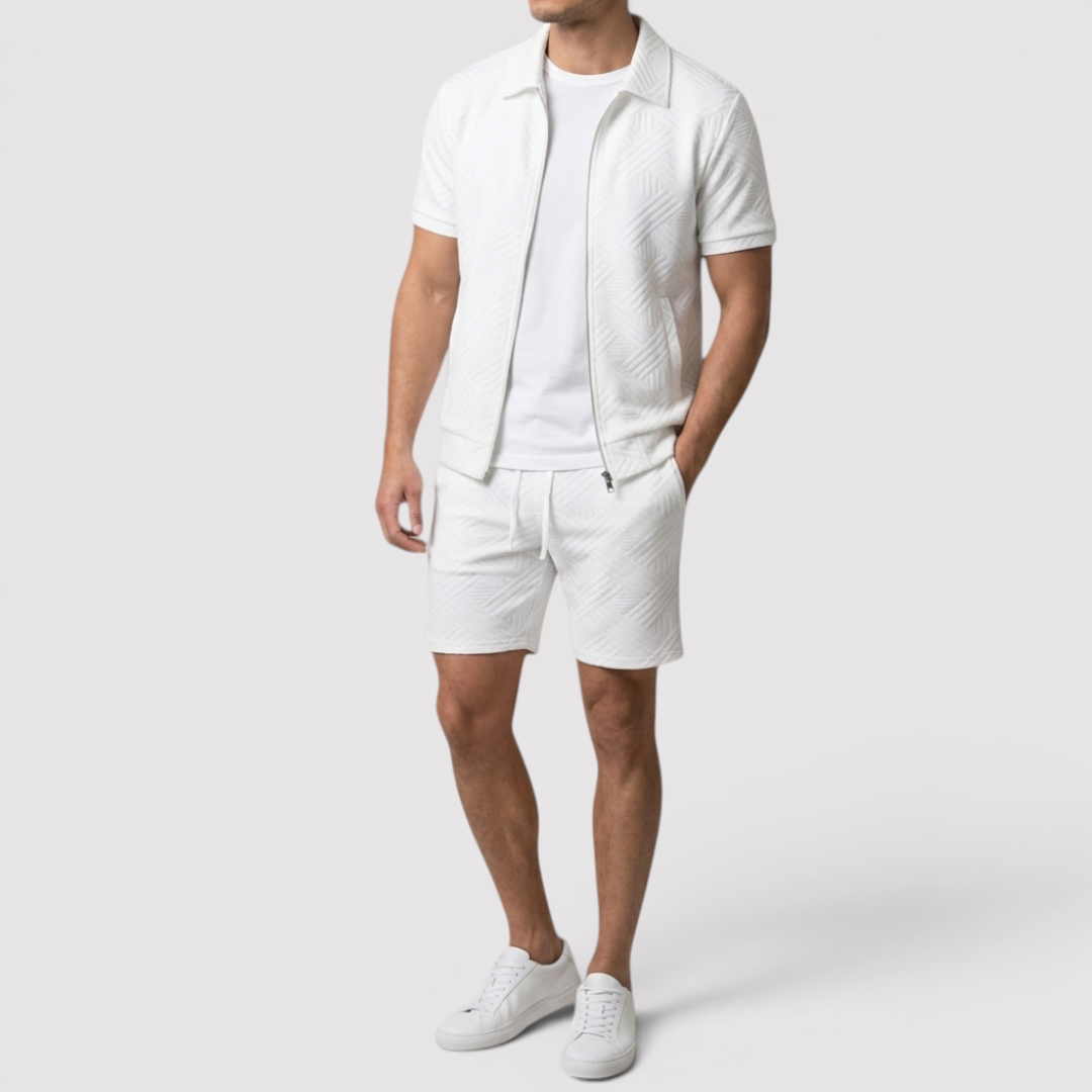 Markus Berlin Herren Zip-Shirt & Shorts Set, Vorderansicht