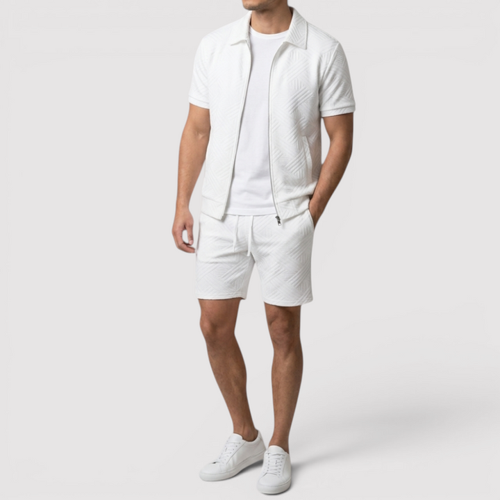 Markus Berlin Herren Zip-Shirt & Shorts Set, Vorderansicht