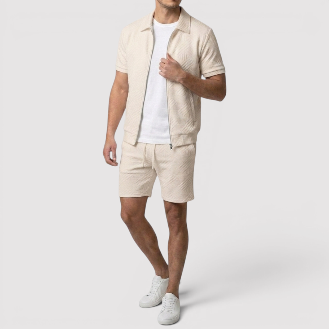 Markus Berlin Herren Zip-Shirt & Shorts Set, Vorderansicht