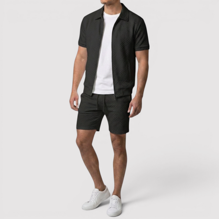 Markus Berlin Herren Zip-Shirt & Shorts Set, Vorderansicht