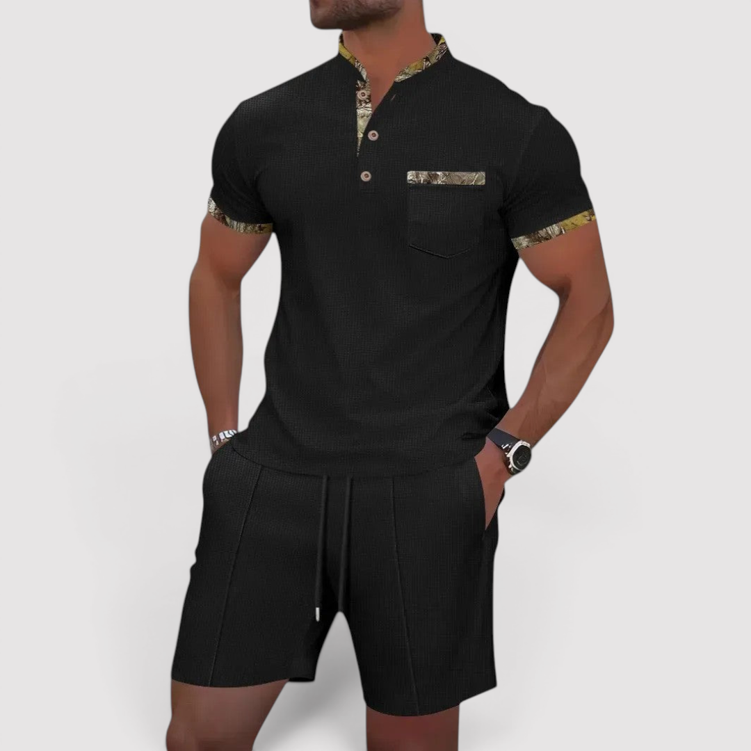 Markus Berlin Herren Polo-Shorts-Set, Vorderansicht