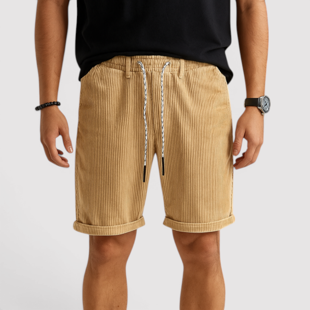 Markus Berlin Herren Fein gerippte Shorts, Vorderansicht