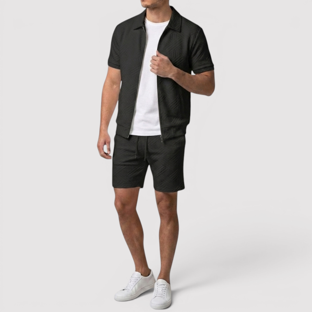 Markus Berlin Herren Zip-Shirt & Shorts Set, Vorderansicht