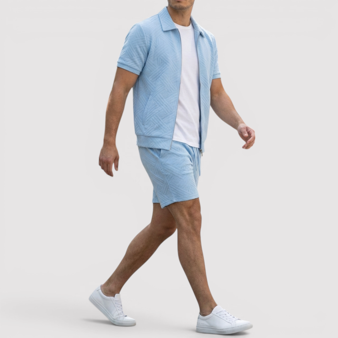 Markus Berlin Herren Zip-Shirt & Shorts Set, Vorderansicht