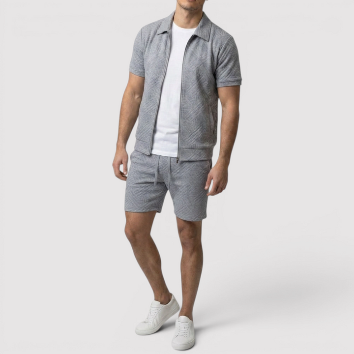 Markus Berlin Herren Zip-Shirt & Shorts Set, Vorderansicht