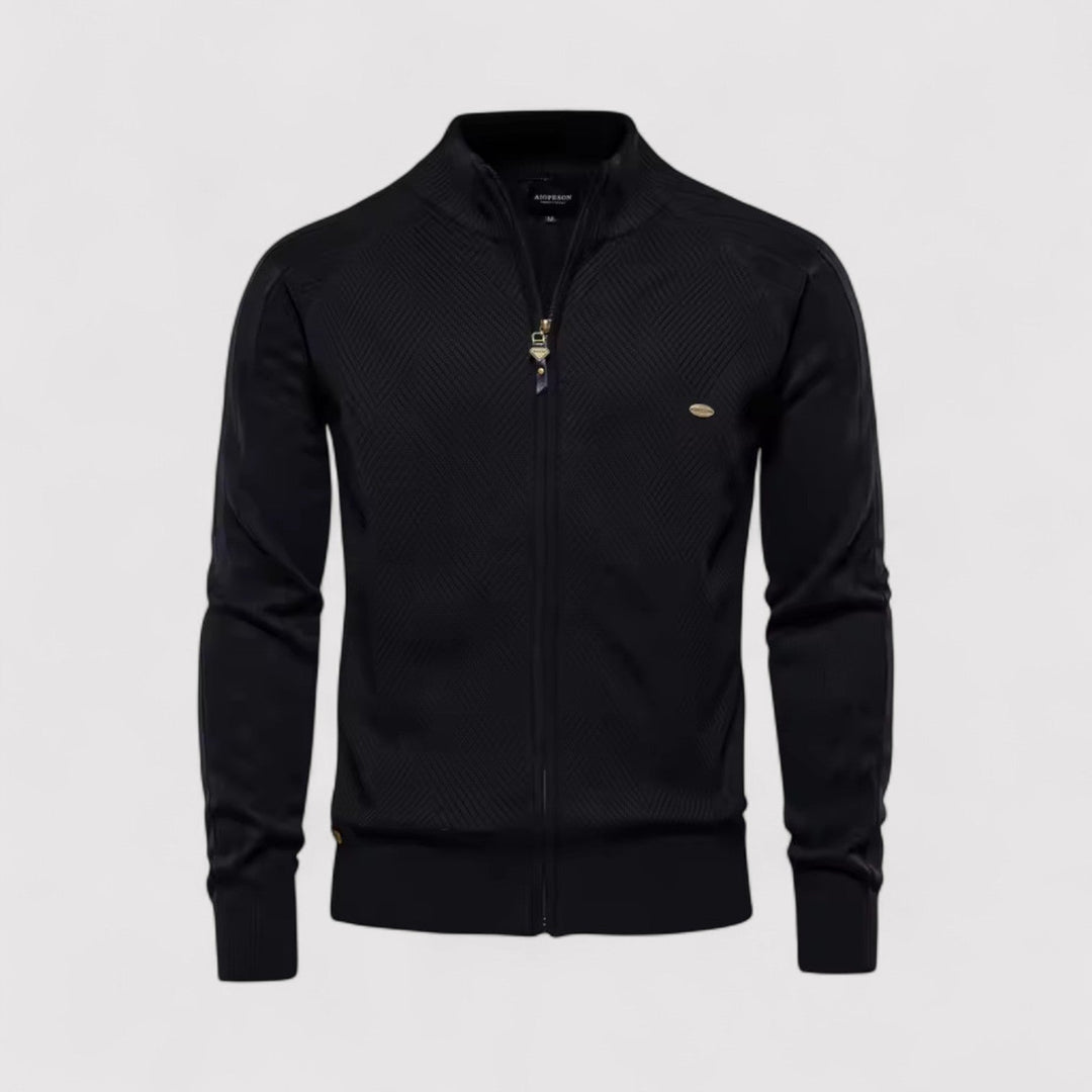 Markus Berlin Herren Strickjacke mit Reißverschluss, Vorderansicht