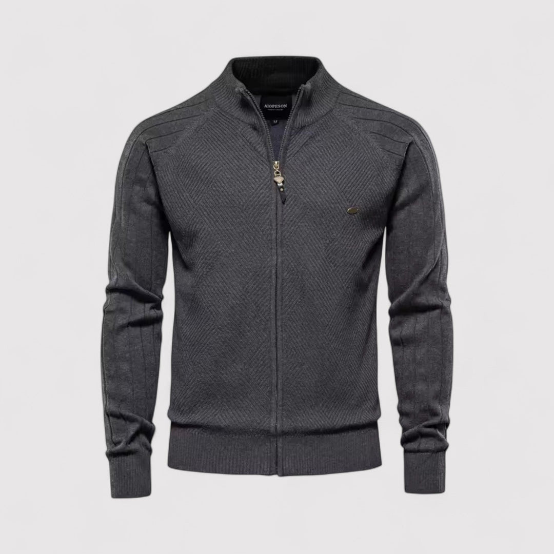 Markus Berlin Herren Strickjacke mit Reißverschluss, Vorderansicht