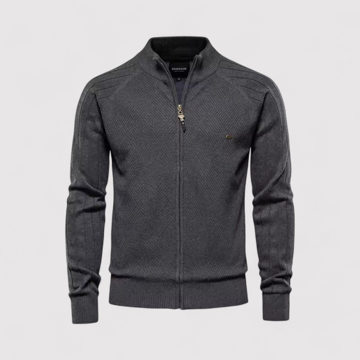 Markus Berlin Herren Strickjacke mit Reißverschluss, Vorderansicht