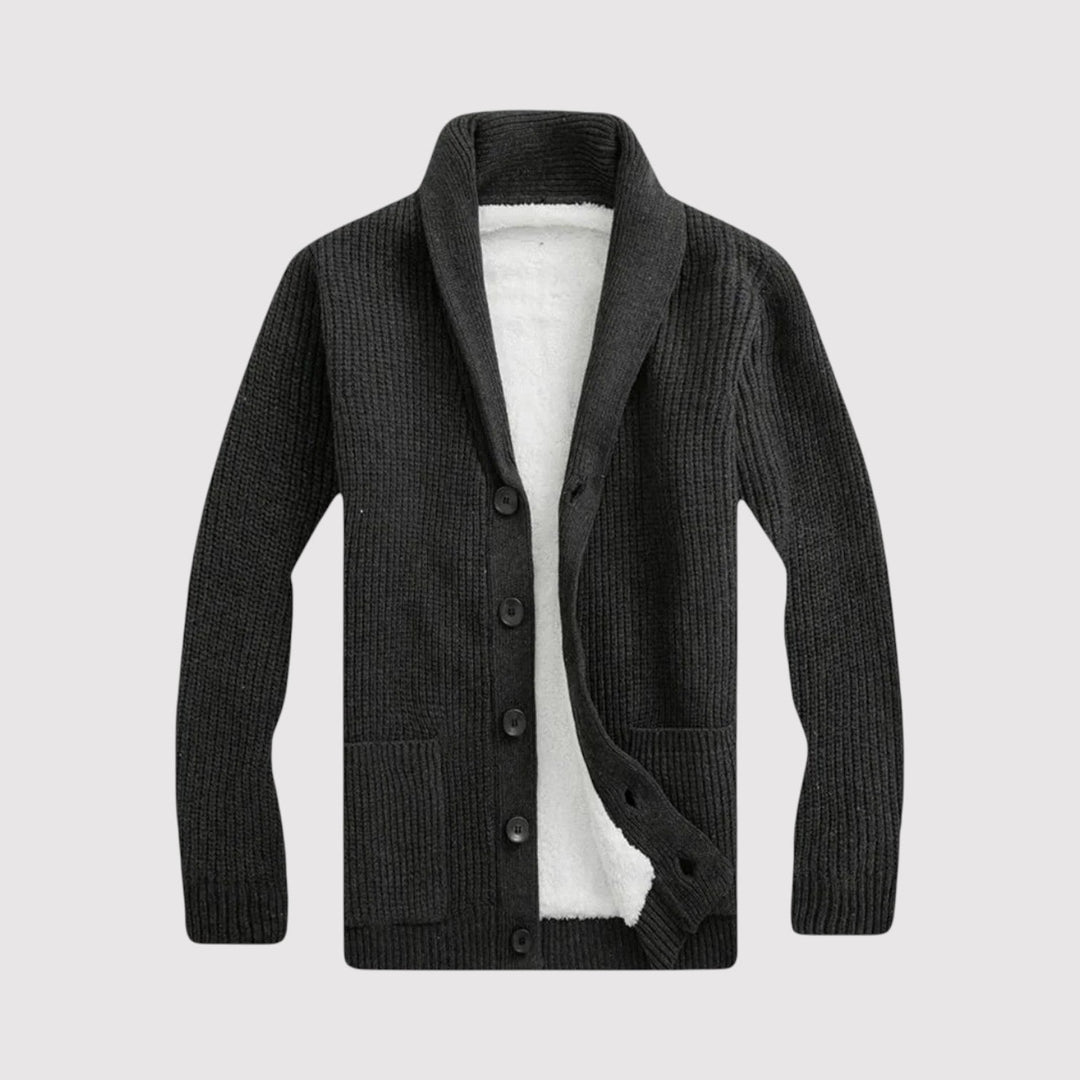 Markus Berlin Herren Strickjacke mit Schalkragen, Vorderansicht