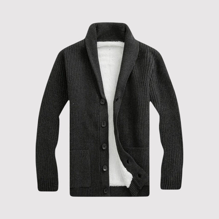 Markus Berlin Herren Strickjacke mit Schalkragen, Vorderansicht