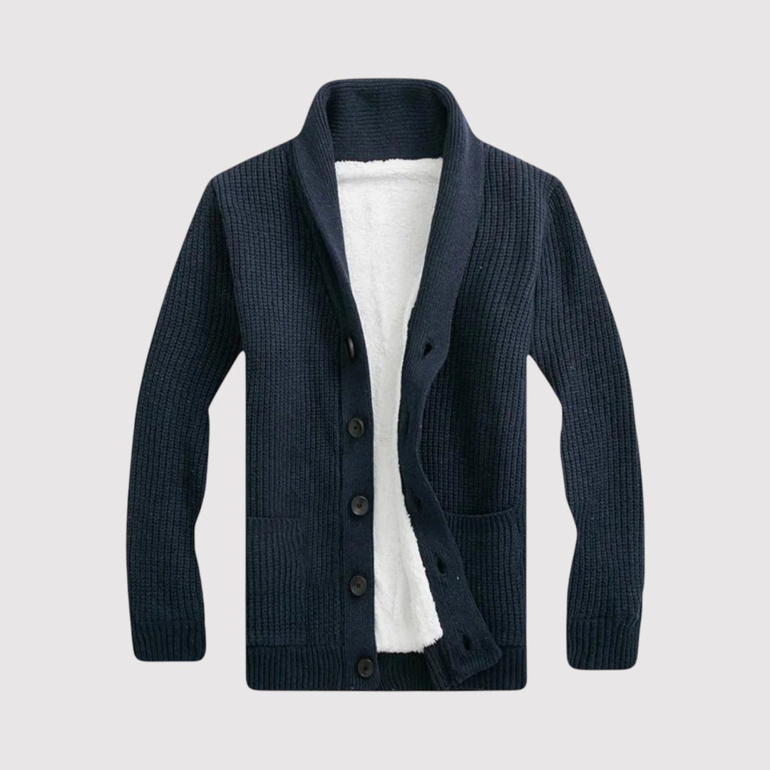 Markus Berlin Herren Strickjacke mit Schalkragen, Vorderansicht