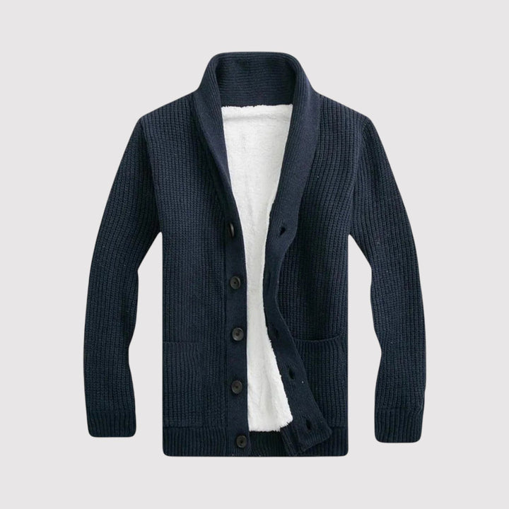 Markus Berlin Herren Strickjacke mit Schalkragen, Vorderansicht