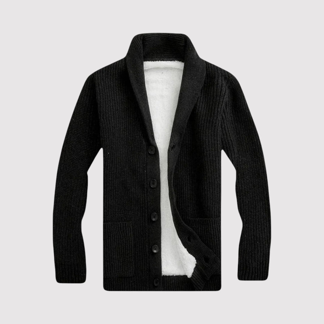 Markus Berlin Herren Strickjacke mit Schalkragen, Vorderansicht