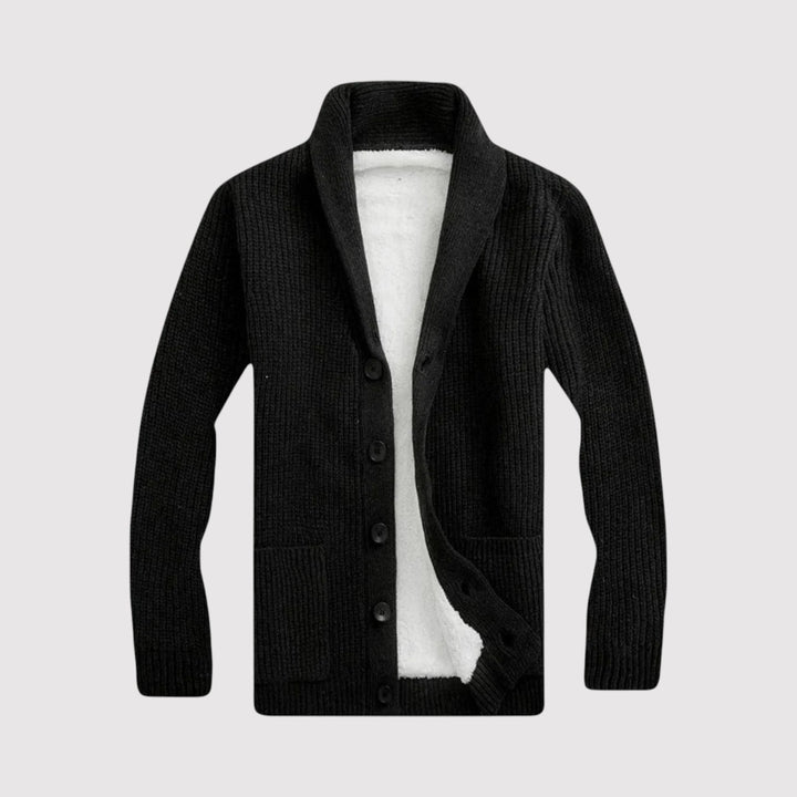 Markus Berlin Herren Strickjacke mit Schalkragen, Vorderansicht