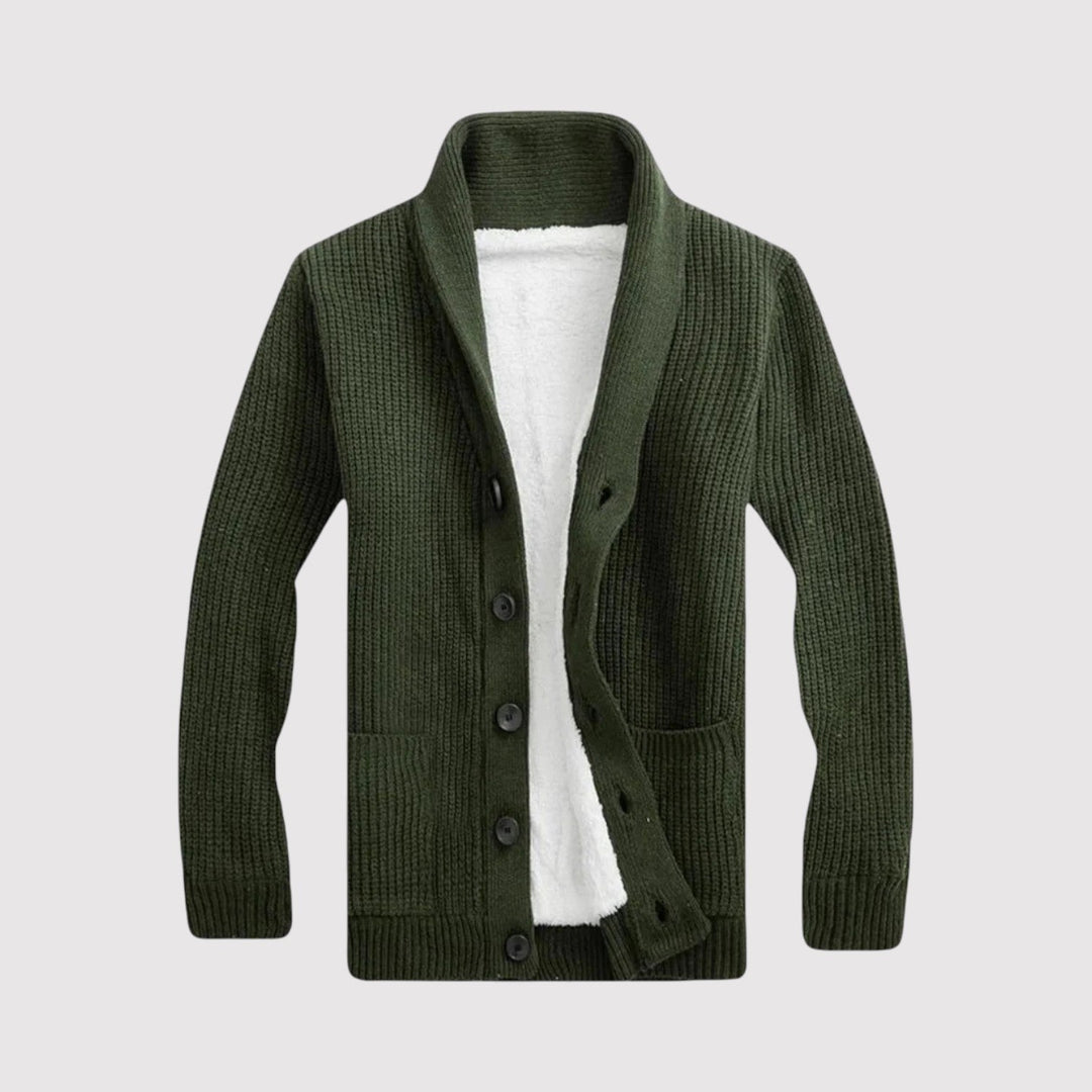 Markus Berlin Herren Strickjacke mit Schalkragen, Vorderansicht