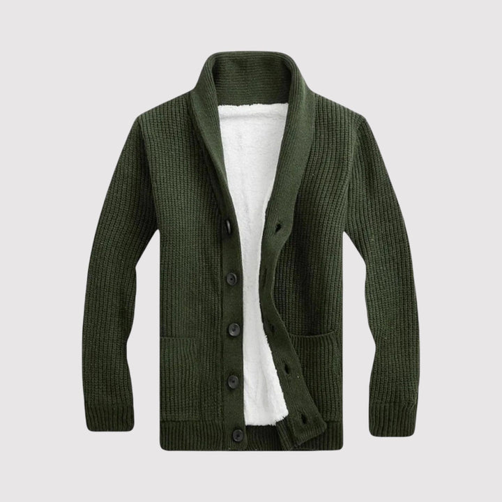 Markus Berlin Herren Strickjacke mit Schalkragen, Vorderansicht
