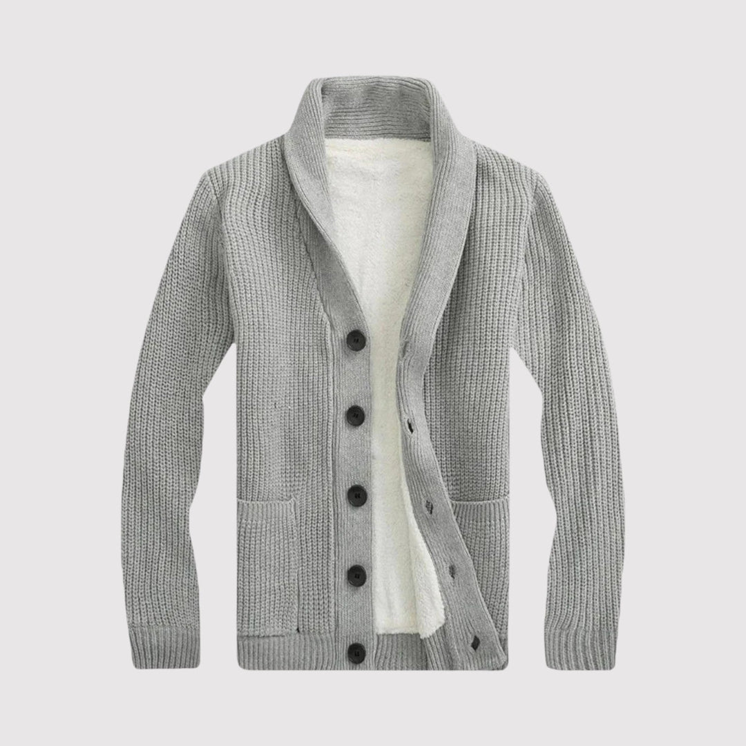 Markus Berlin Herren Strickjacke mit Schalkragen, Vorderansicht