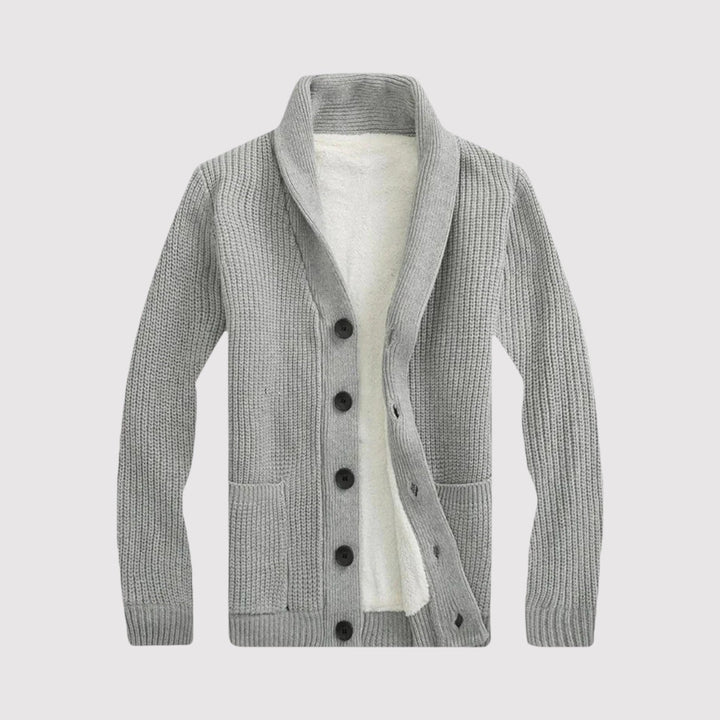 Markus Berlin Herren Strickjacke mit Schalkragen, Vorderansicht