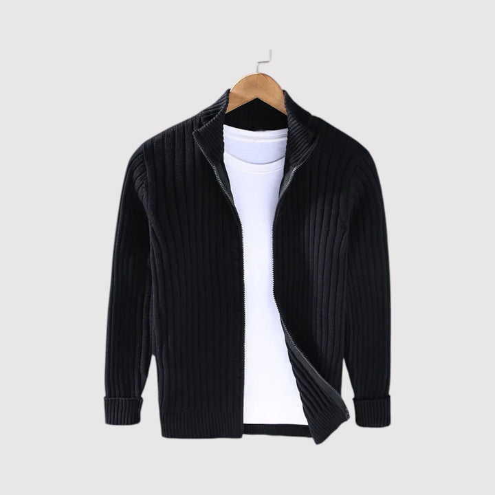 Markus Berlin Herren Strickjacke mit Rippstrick, Vorderansicht