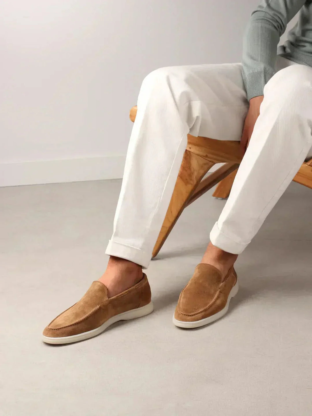 Markus Berlin Herren Loafer Sandbeige, Vorderansicht