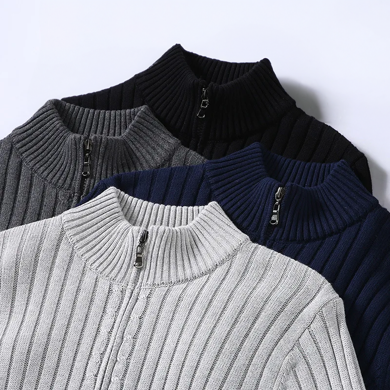 Markus Berlin Herren Strickjacke mit Rippstrick, Vorderansicht