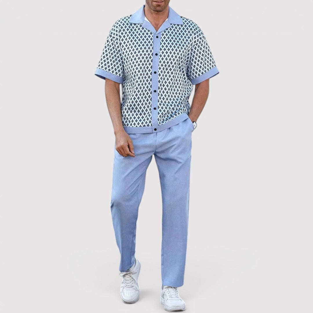 Markus Berlin Herren Sommer-Set mit Allover-Print, Vorderansicht