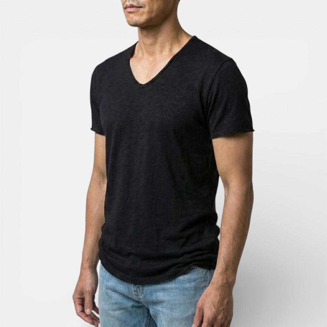 Markus Berlin Herren Doppelpack-T-Shirt mit V-Ausschnitt, Vorderansicht