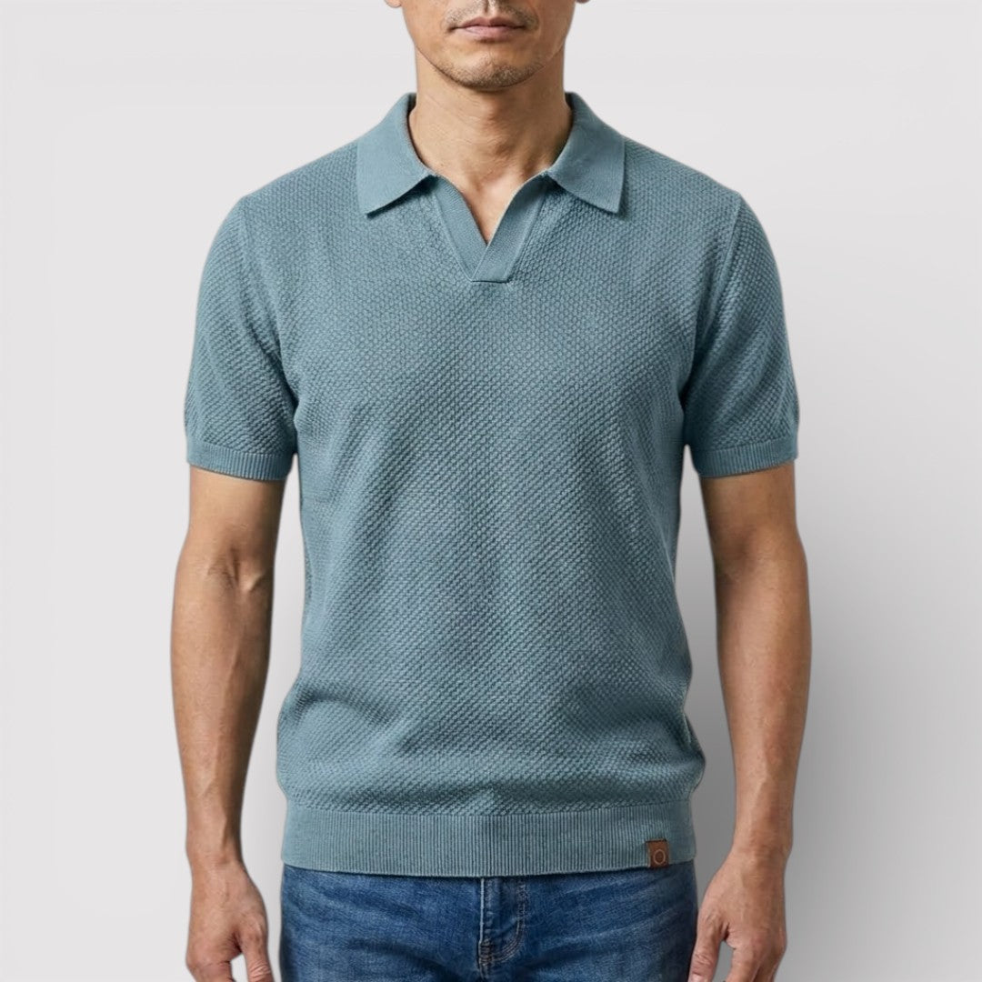 Markus Berlin Herren Poloshirt ohne Knopfleiste, Vorderansicht