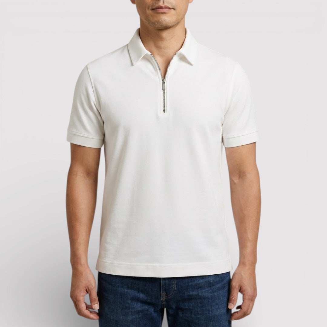 Markus Berlin Herren Zip-Poloshirt, Vorderansicht