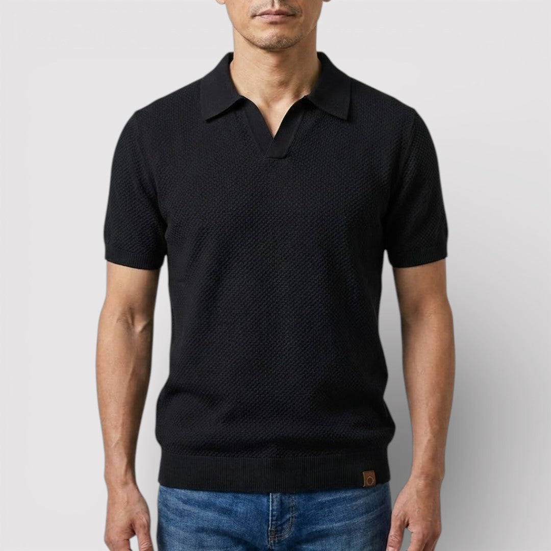 Markus Berlin Herren Poloshirt ohne Knopfleiste, Vorderansicht